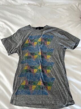 Marc Jacobs Gray Short-Sleeve Tee with Multicolor Geometric Print
